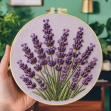 1PC 20*20cm/7.9*7.9in,Beautiful Purple Flowers Embroidery Kit, DIY Handmade Embroidery Set For Adult Beginners, Home Gift, Women's Sewing Gift, Including User Manual, Printed Pattern Fabric, Embroidery Frame, Needle And Thread. - Beautiful Purple Flowers - View 16