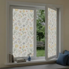 1pc Fresh Sunflower Floral Frosted Privacy Window Film, Reusable PVC Static Cling Window Film, Suitable For Classroom, Dorm, Bedroom, Living Room And Bathroom Decoration - Frosted Blackout Film - View 2