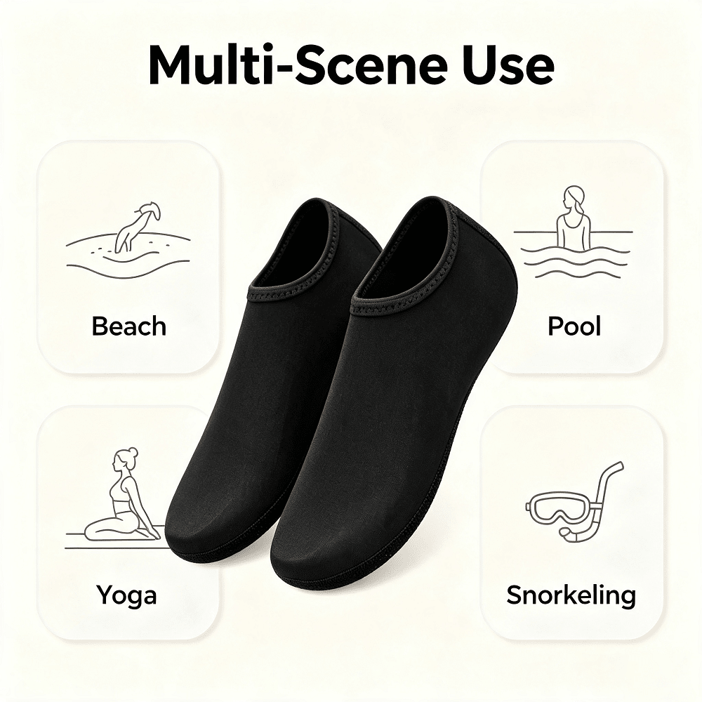 Calcetines de agua unisex tipo descalzo, secado rápido y antideslizantes, suaves y plegables, ajuste ceñido y transpirables, zapatos de playa para natación, aptos para surf, buceo, snorkel, piscina, yoga, kayak, remo, senderismo fluvial, fitness acuático, voleibol de playa y fitness en casa