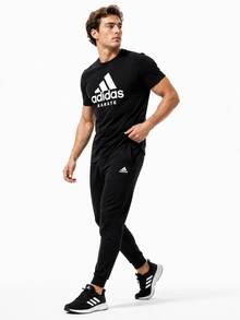 Adidas 夏季新款速干大Logo透气舒适休闲运动短袖T恤，男女款 - 黑與白 - 查看 5