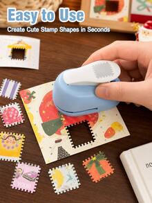 1PC Large Hand Journal Embossing Tool, Stamp Border Decorative Punch, Essential Tool For DIY Creative Gift Making, Portable Die-Cut Scrapbooking Set - Blue - View 6