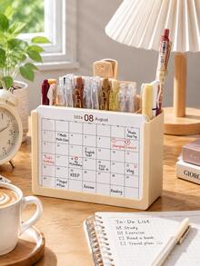 Set Kalender Perencana Kreatif Baru 2027 dengan Tempat Pena dan Kartu (Kalender Oktober 2026 - Desember 2027), Dekorasi Meja Kantor, Organizer Penyimpanan Catatan dan Tanda Tangan Multifungsi, Perlengkapan Kantor untuk Perencanaan dan Manajemen - A - View 6