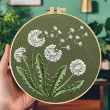 1PC 20*20cm/7.9*7.9in,The Beautiful Dandelion Embroidery Kit, DIY Handmade Embroidery Set For Adult Beginners, Home Gift, Women's Sewing Gift, Including User Manual, Printed Pattern Fabric, Embroidery Frame, Needle And Thread. - The Beautiful Dandelion - View 7