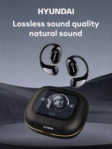 HYUNDAI Q18PRO AI 藍牙耳機，高保真立體聲，定向傳輸，ENC 智能降噪，高靈敏度麥克風適用於語音通話、音樂、遊戲、電影，低延遲，長電池續航力，數位顯示，多功能影音同步，耳掛式無線耳機 - 黑色 - 查看 11