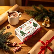 16pcs Multi-Style Cute Christmas Gift Boxes With Ribbon, Empty Paper Gift Packaging Boxes With Christmas Tree And Bell Patterns, Foldable, Suitable For Candy, Cookies, Chocolate Holiday Gift Packaging, Perfect Christmas Gift For Friends And Family - Multicolor - View 6