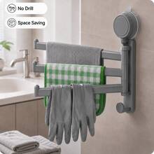Best-Selling 180° Rotatable Multi-Rod Kitchen Towel Rack, Strong Suction Cup No-Drill Wall-Mounted Dishcloth Drying & Storage Rack, High-Rated Quick-Dry Sink, Window Sill, Bathroom Storage Rack, Space-Saving Essential Kitchen Accessory - Multicolor - View 11