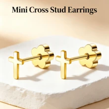 SHZYLN 1 Pair Minimalist Mini Cross Piercing Stud Earrings, Simple & Elegant Ear Jewelry, Fashion Accessory For Helix, Tragus, Cartilage, Daily & Holiday Gift - Cross - View 6