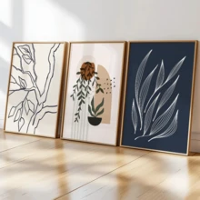 6pcs Set Modern Minimalist Wall Art Posters, Minimalist Style Framed Gallery Wall Set, Boho Prints Collection, Neutral Boho Comfortable Wall Decor, With Or Without Frames, Room Decor, Home Decor, Dorm, Hotel, Living Room, Bedroom, Bathroom, Office Wall Decoration Gift - A - View 5