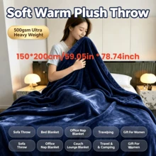 500GSM Double-Sided Reversible Ultra Soft Fleece Blanket, Microfiber Plush Warm Lightweight Breathable Comfortable Anti-Static Blanket, All Season, Unisex Gift - Navy Blue - View 14