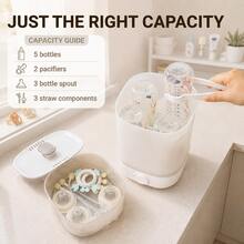 Baby Bottle Sterilizer, 8-Min Fast Sterilization With 360° Steam, Double-Layer Design, One-Button Operation, For Home & Travel & Baby Shower Gift - White - View 7
