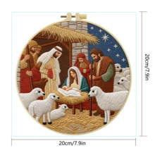 1PC 20*20cm/7.9*7.9in,Devout Prayer Embroidery Kit, DIY Handmade Embroidery Set For Adult Beginners, Home Gift, Women's Sewing Gift, Including User Manual, Printed Pattern Fabric, Embroidery Frame, Needle And Thread. - Devout Prayer - View 3