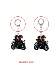 [2D Flat]2D Flat Mini Motorcycle Rider With Passenger Keychain Pendant - Cute Couple Motorcycle Keychain, Suitable For Car Keys, Backpacks, Phone Accessories - Acrylic Motorcycle Gift (Souvenir For Enthusiasts) Couple Style, Travel Accessory, Beach Party Decoration, Daily Fashion Accessory, Perfect Gift For Halloween, Mother's Day, Christmas, Back To School Season, Wedding, Graduation Season - A - View 12