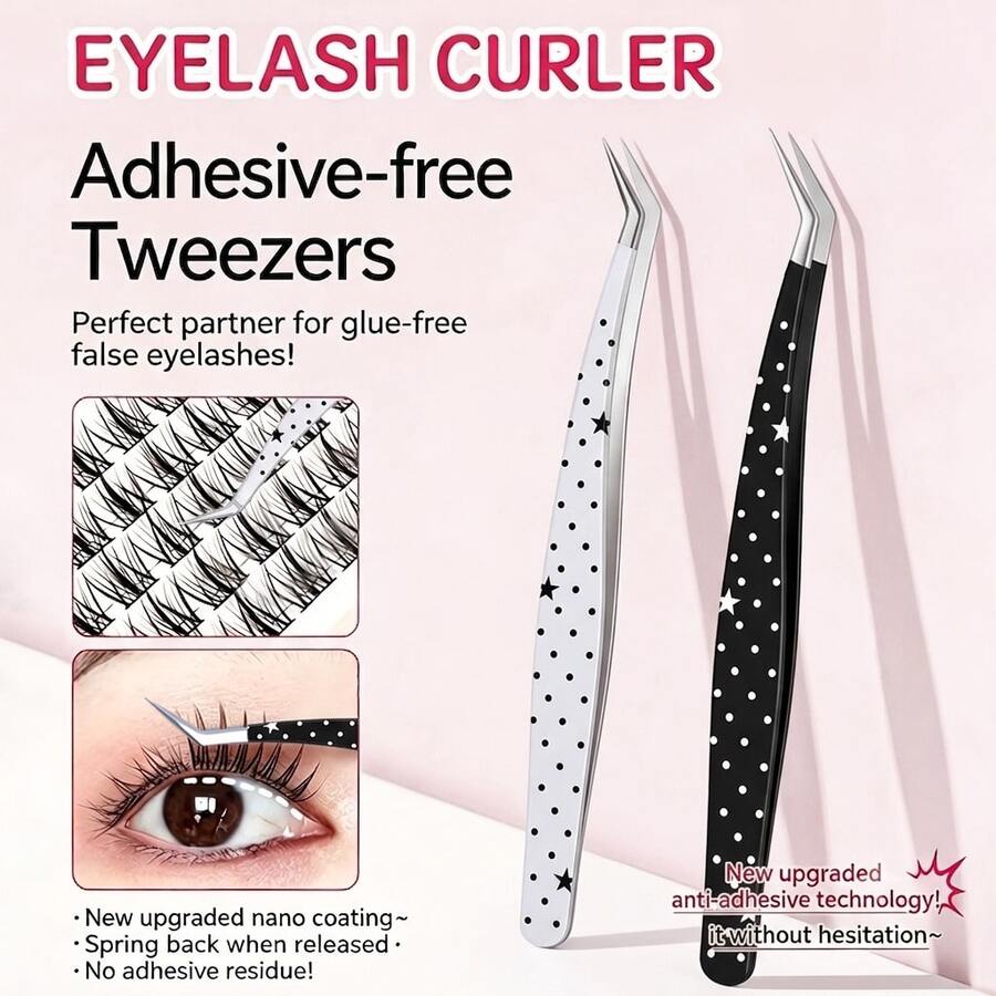 Beginner High-Precision Stainless Steel Eyelash Curler Tweezers, Perfect For Highly Attractive Scrapbooking And Craft Projects - Black - View 1
