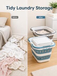1pc Foldable Large Capacity Laundry Basket - Waterproof Laundry Basket Storage Tool Suitable For Dormitory, Bedroom, Bathroom - Convenient And Practical,Laundry Basket,Washing Basket,Laundry Bag,Room Decration,Home Accessories,Holiday Essential - View 2