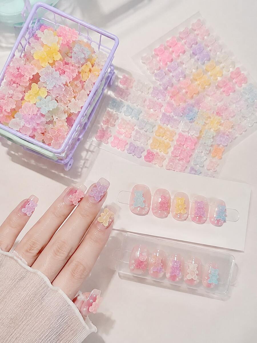 1 Bag/50 Pcs Flat-Back Gummy Bear Resin Charms 50Pcs Colorful Mini ...