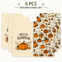 2pcs, Autumn Halloween Theme Towels, Single-Sided Print, Rectangular, Cartoon Pumpkin 2D Design, Soft And Comfortable, Durable, Odorless, Suitable For Bathroom, Kitchen, Beach And Pool - Multicolor - View 15