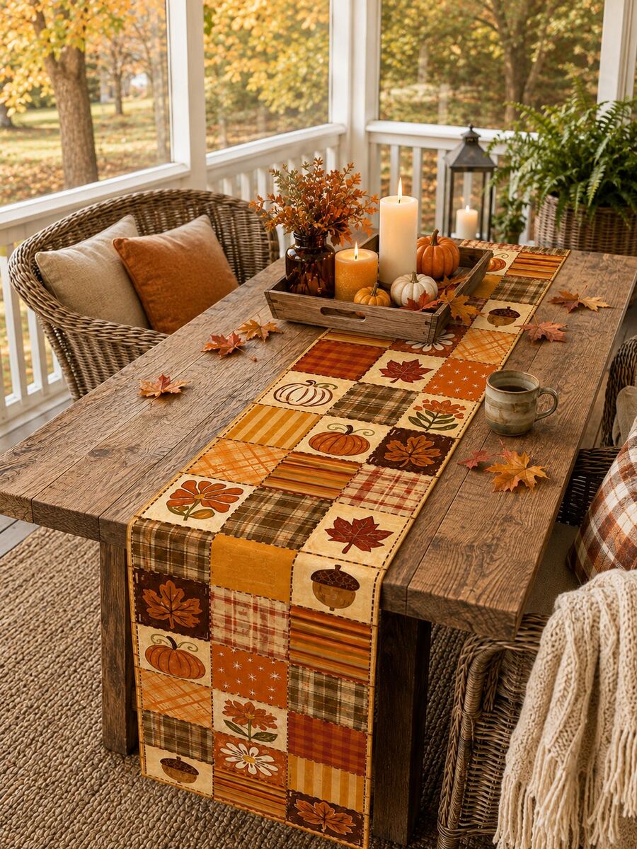 1 buah Taplak Meja Thanksgiving 72 Inci, Taplak Meja Patchwork Daun Maple Musim Gugur, Dekorasi Meja Gaya Rumah Pertanian Tampilan Linen, Dekorasi Ruang Makan Musim Gugur Pedesaan untuk Dapur, Rumah, Pesta, Hiasan Tengah Meja Festival Panen - MultiWarna - View 1