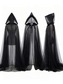 1 buah Jubah Jala Berkerudung Halloween - Cocok untuk Pertunjukan Panggung, Cosplay, Hadiah, dan Pesta - Jubah Berkerudung Hitam - Desain Berlapis-lapis, Halloween, Cosplay, Pesta Kostum, Pesta - Hadiah Sempurna - MultiWarna - View 3