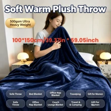 500GSM Double-Sided Reversible Ultra Soft Fleece Blanket, Microfiber Plush Warm Lightweight Breathable Comfortable Anti-Static Blanket, All Season, Unisex Gift - Navy Blue - View 13