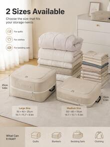 Clothing Storage Bag Set, Large Capacity Compression Storage Boxes, Suitable For Down Jackets, Clothes, Bedding And Bed Linens, Foldable Luggage Packing Cubes, With Zipper Handles, Travel Essentials, Closet Storage, Home Storage, Vacation Packing Set - Multicolor - View 6