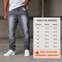 Kit 3 Premium Jeans For Men's Work 100% Cotton Elastane Various Washes - Grey - View 3