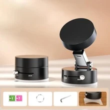 Strong Magnetic Leather Texture Car Phone Holder, 360° Rotating Suction Cup, UV-Resistant Epoxy Resin, Universal Dashboard Windshield Navigation Mount - Black - View 7