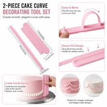 1/2 Set Of Cake Curve Decoration Tools, Graduated Cake Decoration Curved Tools, Cream Decoration, Home DIY Baking Tools, Cake Curve Decoration Auxiliary Tools, Curved Lace Edge Decoration Pen, Paste Baking Tools, Suitable For Kitchens And Bakeries - Multicolor - View 7