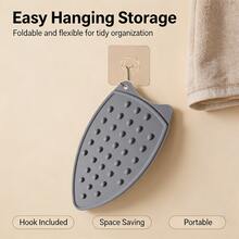 1 Set Silicone Heat-Resistant Ironing Pad, High-Temperature Anti-Scald Steam Iron Tray Mat, Portable Ironing Board Insulation Pad, Durable Non-Slip Iron Rack, Practical Home Laundry Clothing Ironing Accessory, Holiday Gift - Grey - View 4