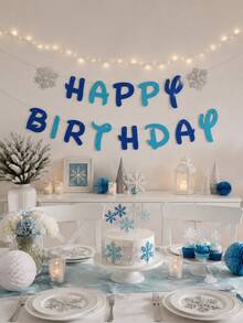 1Set Winter Happy Birthday Paper Banner, Multi‑Color Glitter Letter Garland With Snowflake Accent, Birthday Hanging Pennant For Birthday Party, Indoor Wall, Mantel, Backdrop & Photo Booth Party Decor - View 8