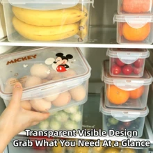 Mesuca 3 Buah Wadah Penyimpanan Makanan Kedap Udara yang Dapat Digunakan Kembali dan Ditumpuk, Motif Karakter Disney Mickey, Transparan, untuk Kulkas, Dapur, dan Penyimpanan Makanan, Set Wadah Makanan 3 Ukuran (1 Set) - View 7