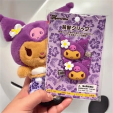 SANRIO 2pcs Cute Black Skin Version "Hello Kitty" Hair Clips, Beautiful And Adorable Cartoon Hairstyle Side Hair Clips, Creative Headwear, Suitable As Birthday Gift (Hand-Dyed, Minor Imperfections That Do Not Affect Use) - One Size - View 7