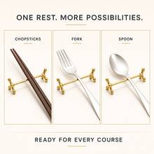 1pc/2pcs Stainless Steel + Zinc Alloy Chopstick Holder/Chopstick Rest | Suitable For Dining Table, Reusable Chopstick Placement Device, Suitable For Spoons, Forks And Other Tableware, Suitable For Kitchen, Home, Restaurant, Cafe, Office And Other Places. - Multicolor - View 5