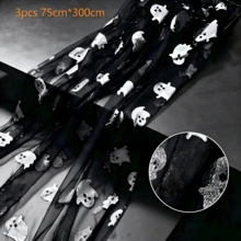 1/3pcs Little Ghost Table Runner, Perfect Choice For Halloween, Black Valentine's Day And Gothic Style Party Decoration. Exquisite Mesh Fabric, Suitable For Black Theme Wedding, Bar, Cafe And Private Dinner Party - Black - View 12