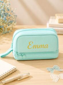 Personalized Name Pencil Case, Large Capacity Custom Pencil Pouch, Back To School Stationery Bag, Multi Layer Zipper Compartment Pen Bag, Daily Study Storage Pouch, Portable Desk Organiser, Practical Campus Daily Supply, Durable Washable Pouch - Multi-color Oxford Cloth Pencil Case - View 3