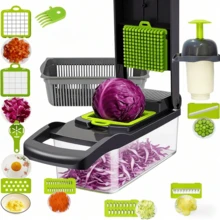 Multi-Blade Detachable Kitchen Vegetable Slicer, Grater, Dicer And Chopper, Convenient Home Cooking Tool - Multicolor - View 8