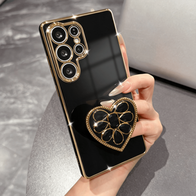 Fashionable High-End Shockproof Diamond Pattern Heart-Shaped Stand Phone Case, Compatible With Samsung Galaxy S26-S20, A02S-A07, A11-A17/A20-A70, Note 7/8/9/10/11/12/13/14/15, A5/A3/A2/A1/9/10/12/13C/14C/15C, Honor Magic 5/6/7 Lite, HW, Reno