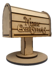 Trimplot Laser Decorative Christmas Mailbox MDF Merry Christmas With Base - 1PC - View 1