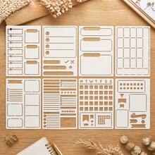 8pcs 5.82 X 8.26 Inch Cream White PET Bullet Journal Stencil, Precision Laser Cut Hollow Reusable Plastic Template, Suitable For A5 Dot Grid Notebook, Scrapbooking, Personal Planner DIY Decoration - 8pcs - View 1
