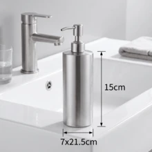 304不鏽鋼皂液器瓶，可補充式洗手液泵液體乳液容器，現代廚房浴室洗手台配件，檯面收納家居裝飾洗手液瓶，大容量 250ml 350ml 550ml - 銀色 - 查看 3