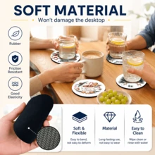 6pcs Christmas Element Pattern Printed Diatom Mud Coasters, Christmas Holiday, Can Be Used As Christmas Gifts, Christmas Decorations, Absorbent Beverage Coasters, Coffee Cup Coasters, Mug Coasters, Tea Cup Coasters, Desktop Protection Pads, Suitable For Dining Table, Coffee Table, Bar Counter And Office Desk Decoration - Multicolor - View 7