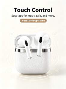 True Wireless Bluetooth Earbuds - Compatible With Apple And Android, Built-In Microphone, Sweat-Resistant, Up To 24 Hours Battery Life - White, Earbuds > Wireless, Airbud's, Earbuds, Earbuds - White - View 3