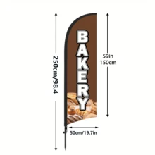 RXDAMTECH 1pc Commercial Brown Bread Feather Flag, 8.2FT Outdoor Advertising Curved Banner (Includes Flag Pole And Ground Stake) - Tear-Resistant Polyester Fiber Brown Bread Signage For Stores And Events - Brown Bread - View 5