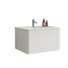 Wall Mounted Bathroom Vanity White 80cm - Storage Cabinet - 白色 - 查看 2