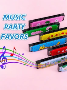 18pcs/Harmonica, Lightweight Cartoon Dual-Row 16-Hole Harmonica, Suitable As Musical Instrument Gift For Adult Beginners. Perfect As Small Gift Bag Fillers For Birthday Party Gifts, Music Lovers, Random Color, Non-Professional Harmonica - Multicolor - View 2