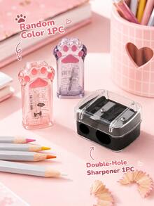 1pc Plastic Cat Paw Pencil Sharpener, Manual Operation, No Battery Required, Suitable For School And Office Stationery, Back To School, School, School Supplies - A - View 13
