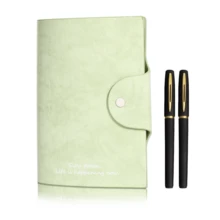 A5 PU Leather Budget Binder Notebook, Three Sets Of Internal Pages Totaling 200 Pages Refillable Travel Journal, Elastic Band Closure, Multi‑Colors, Free 2 Pcs Black Gel Pens, Loose‑Leaf Planner Notebook For Daily Work Study - Multi-color - View 7