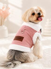 1pc Pet Plush Jacket Autumn Winter Warm Dogs Coat Retro Corduroy Outdoor Windproof Clothes Fot Dog Suitable For Small Medium Dogs - Multicolor - View 9