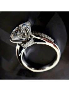 Luxury Exquisite Promise Ring - Embellished With Sparkling Cubic Zirconia, Perfect For Evening Wear And Daily Use, Fashionable Women's Engagement Ring, Exquisite Accessory And Romantic Gift Choice For Special Occasions. - Silver - View 5