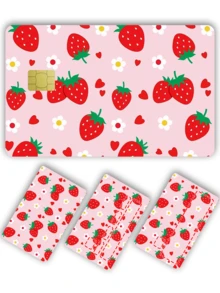 1pc Strawberry Heart Official Credit Card Privacy Protection Sticker, Yellow Flower Birthday Gift PVC Material Anti-Fingerprint Anti-Scratch Wear-Resistant Card Skin, Card Protector, Suitable For Men, Women, Couples, Small Chip Card, Bank Card Decoration Sticker, Credit Card, Transportation Card, Student Campus Card Personalized DIY - Type a - View 5