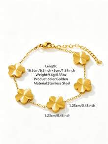 1pc Minimalist Stainless Steel Chain Bracelet With Floral Design For Women, Suitable For Daily Wear/Commuting - RT148SL - View 11
